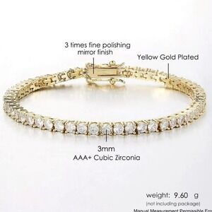 Crystal Tennis Bracelet Women Luxury AAA+ Cubic Zirconia 6.89 Inches